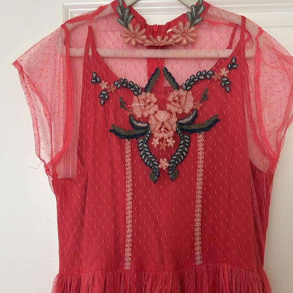 Mia Joy Girls Long Red Flower Dress - Picture 2 of 8